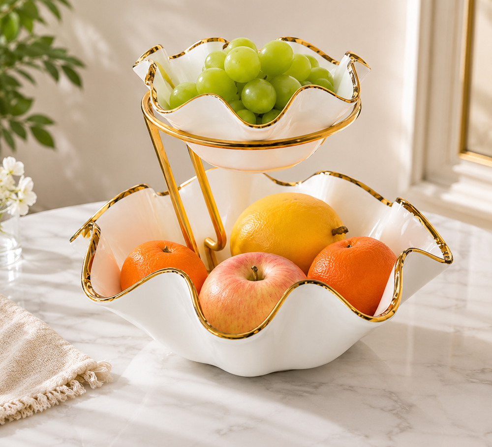 Elegant 2-Tier Serving Bowl Stand