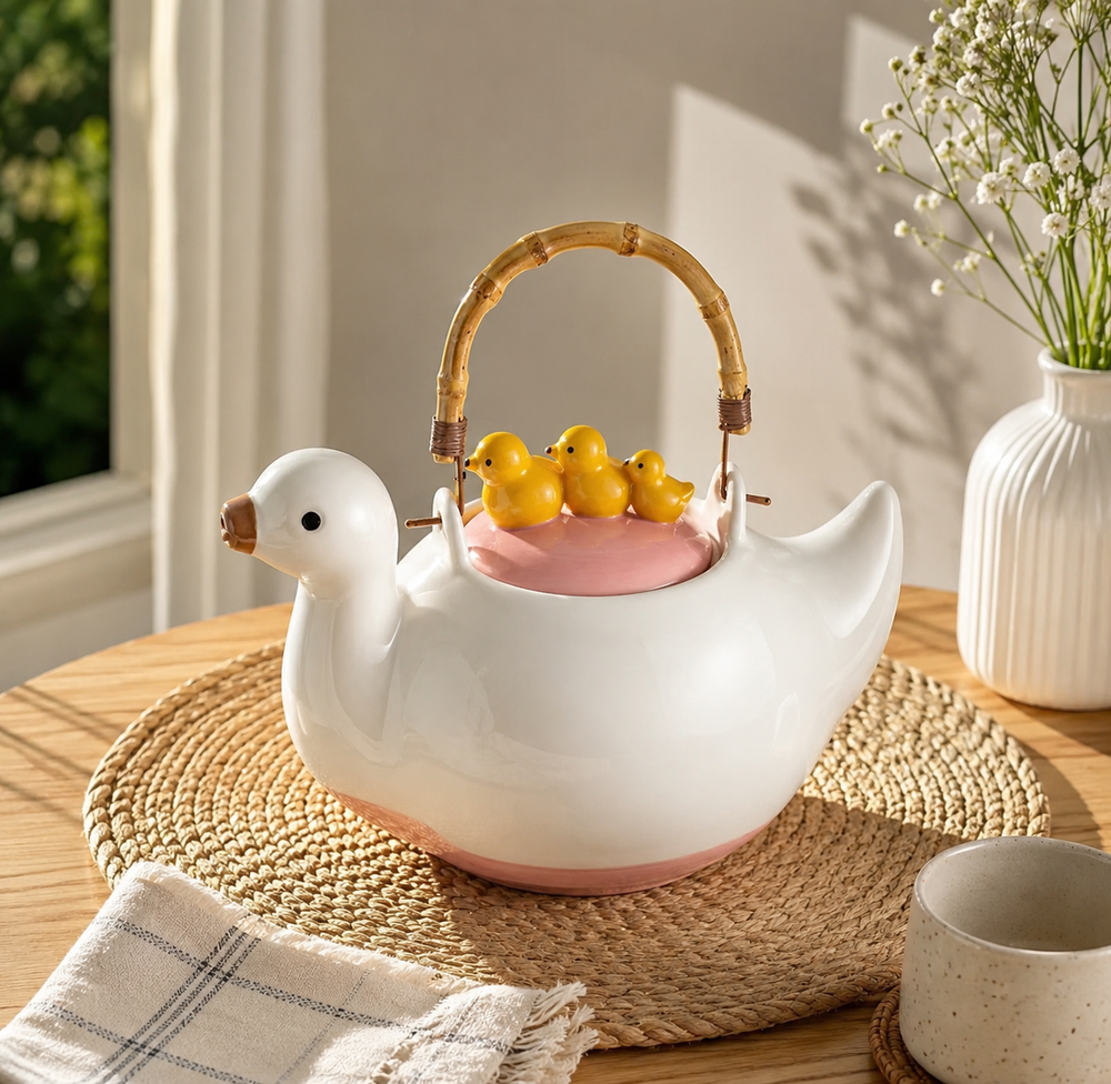 Duck Shape Ceramic Tea Cattle With Handle