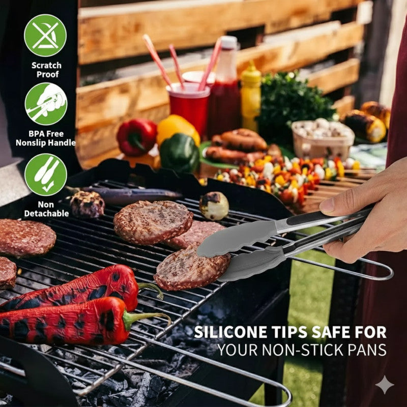 Multipurpose Silicone Grip Cooking Tongs