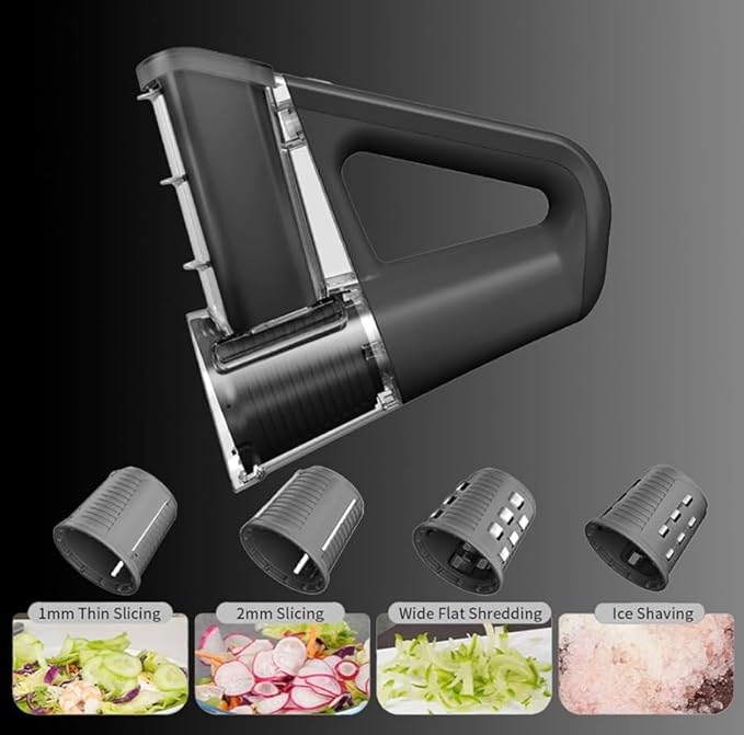 Multi-Functional Electric Food Chopper – Rechargeable Rotary Cheese Grater & Vegetable Slicer (4 Blades)