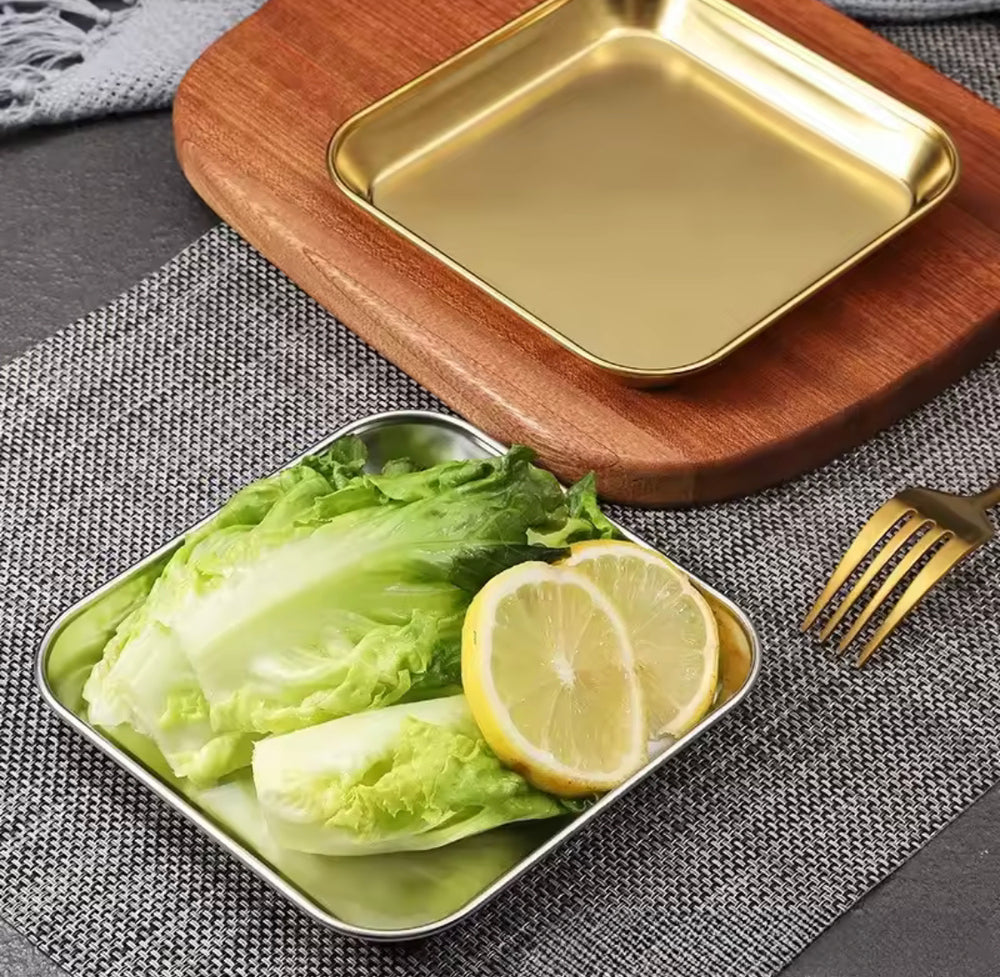 Luxury Square Stainless Steel Serving Tray
