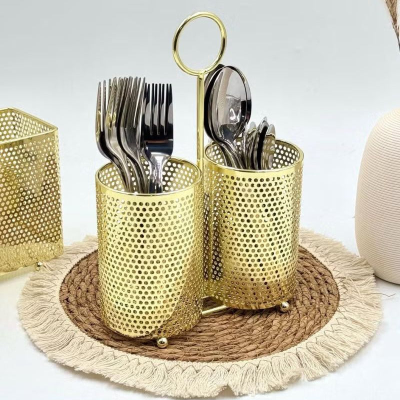 2 Section Golden Cutlery Holder