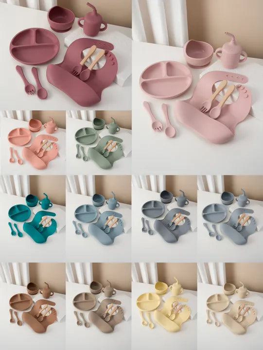 Silicone 8In1 Baby Tableware Feeding Set