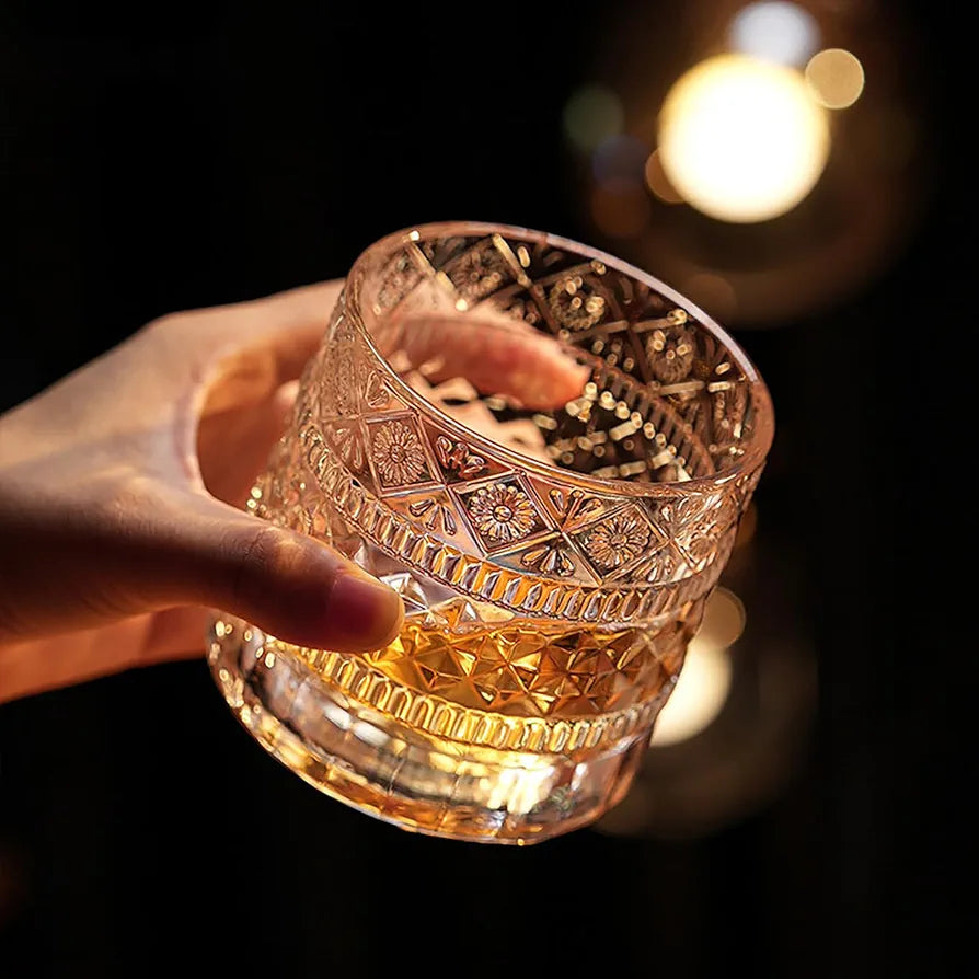 Creative 360° Rotating Crystal Whiskey Glass Tumbler