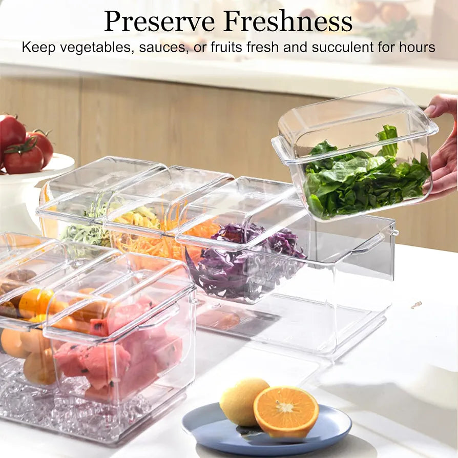 4 Compartments Tray With Removable Lid Container