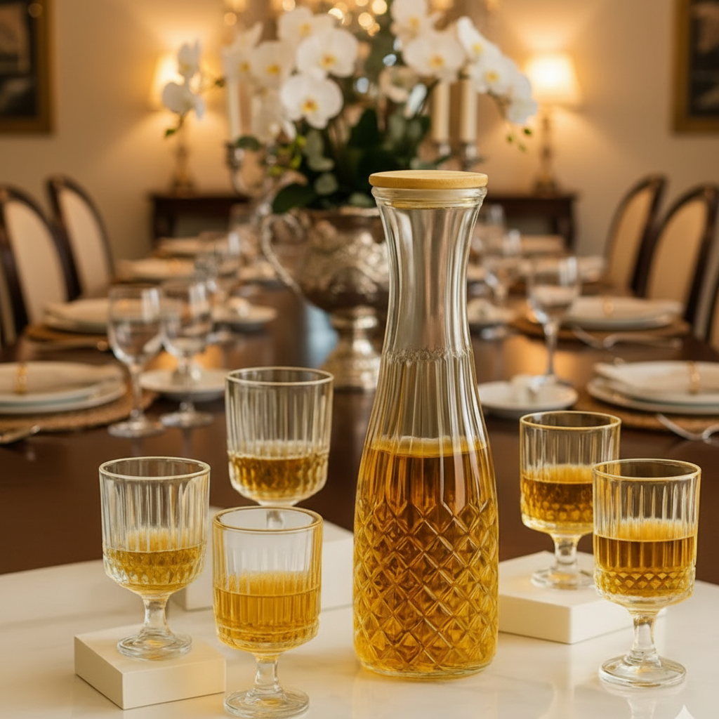 Elegant Glass Water Set – 6 Glasses with Matching Jug