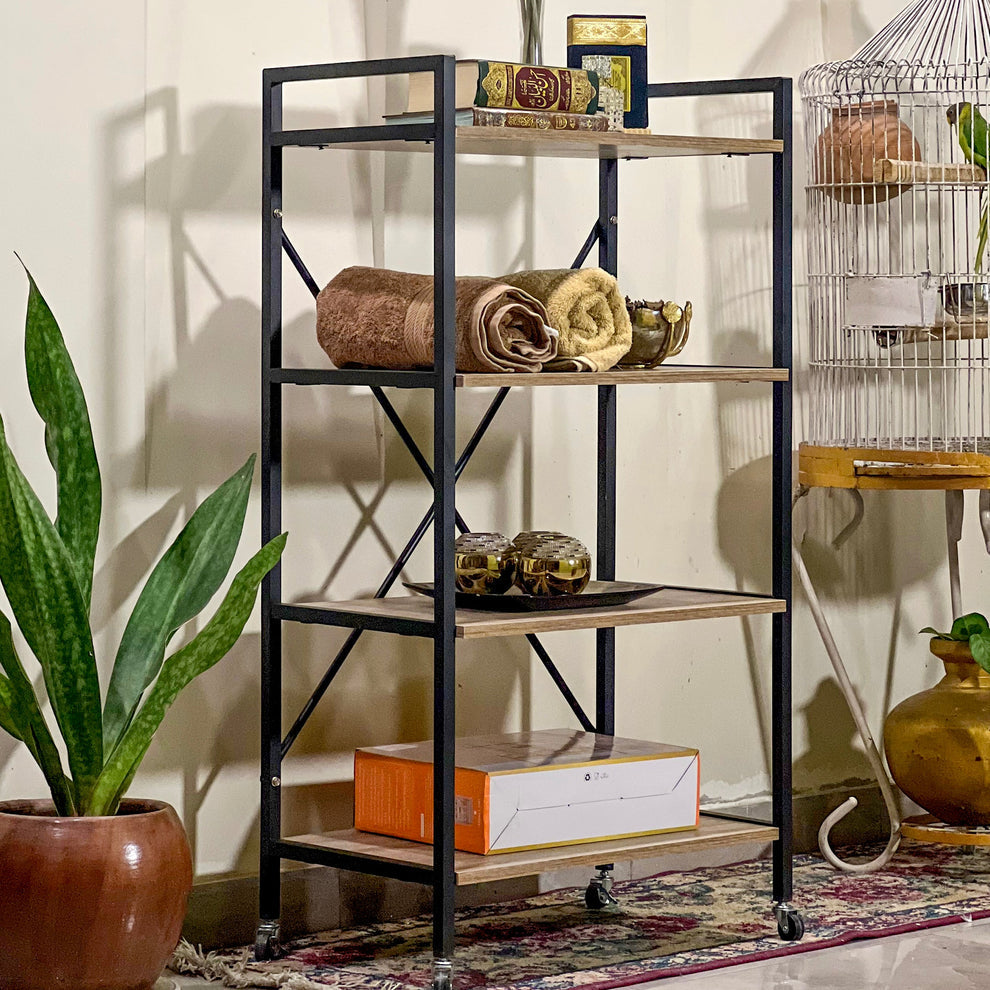 4 Tier Rolling Storage Rack With Lockable Wheels