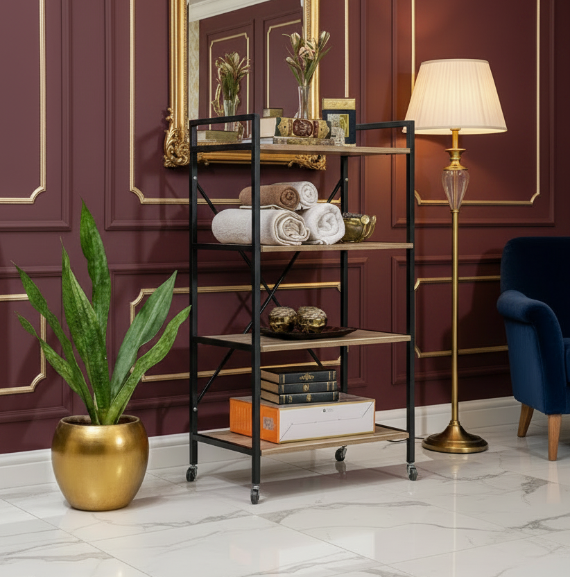 4 Tier Rolling Storage Rack With Lockable Wheels