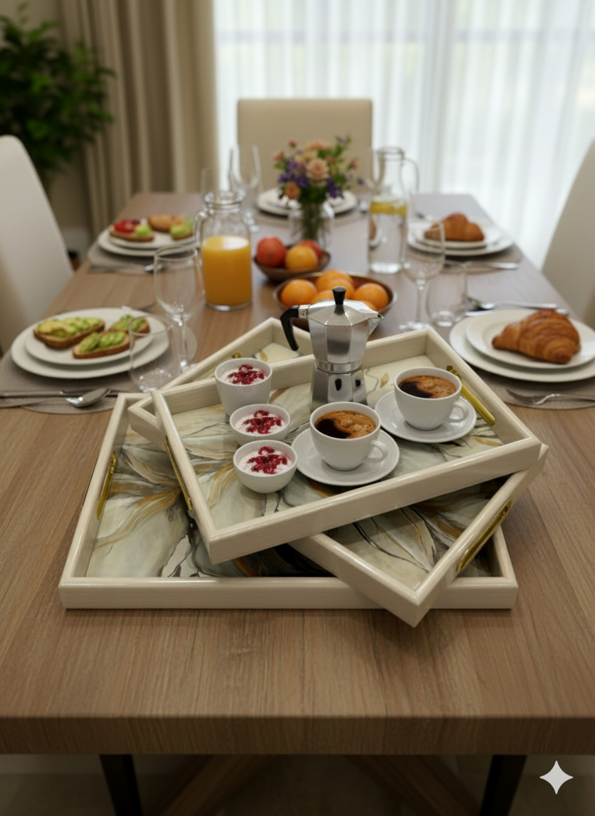 Luxurious 3-Piece Serving Tray Set