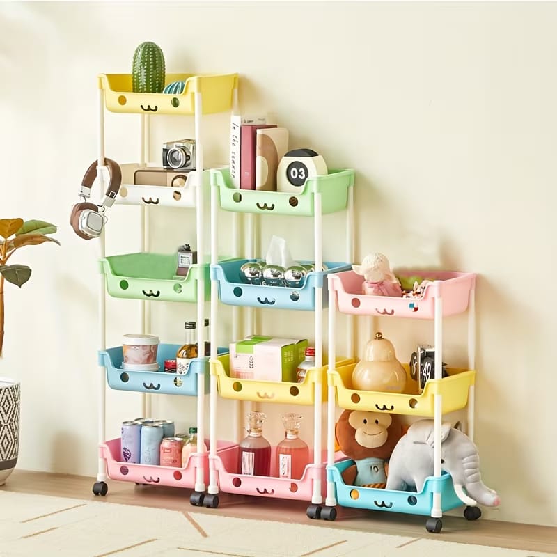 Multipurpose 3-Tier Cute Rolling Storage Trolley