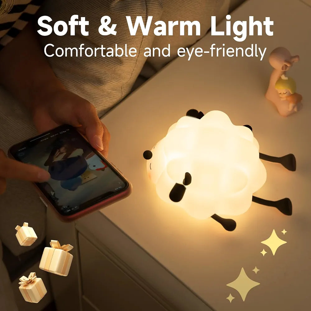 Cute Sheep Silicone Rechargeable LED Night Lamp