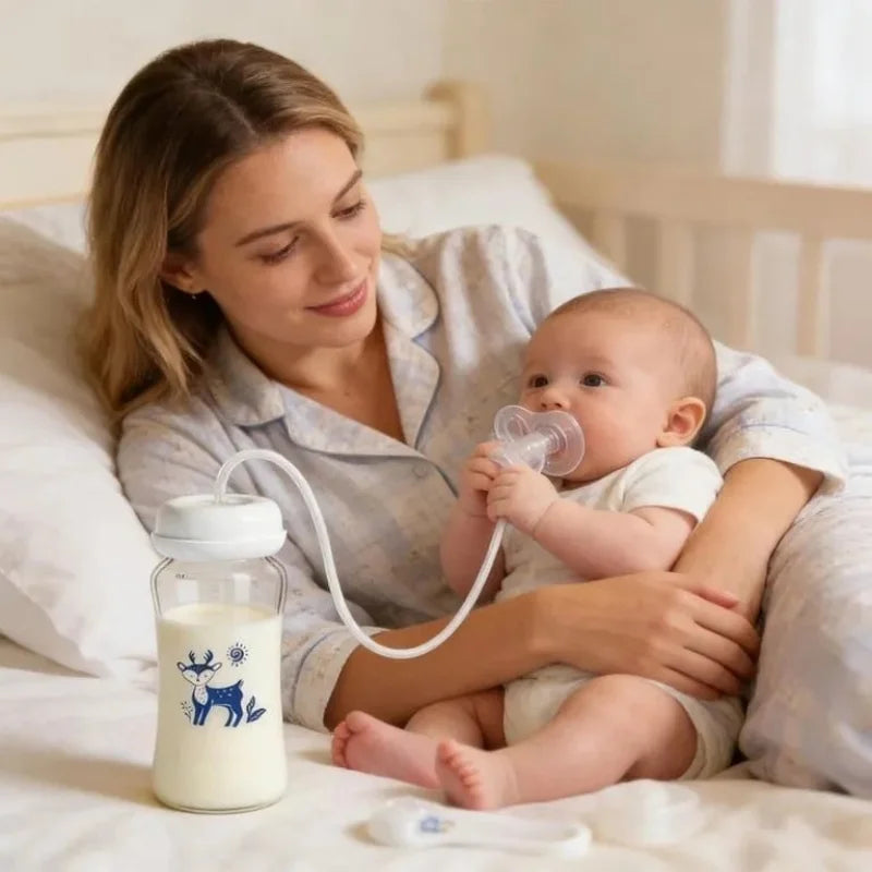 Silicone Tube Hands Free Baby Feeding Bottle