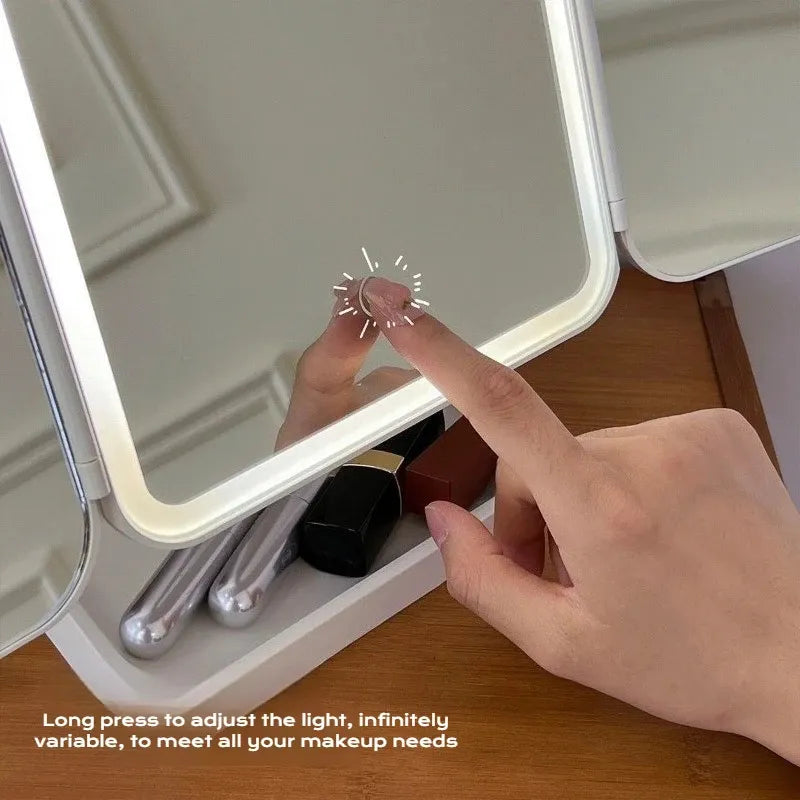 Tri-Fold Makeup LED Mirror