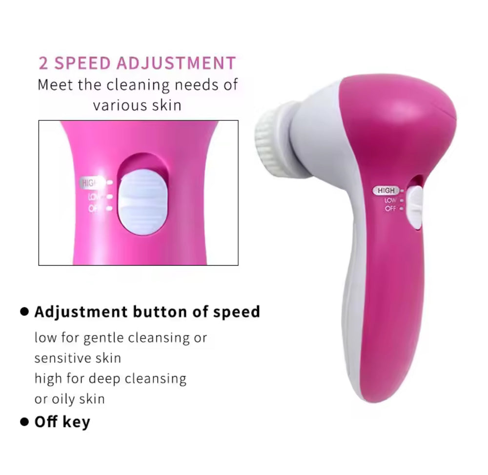 5 In 1 Multifunctional Face Cleansing Brush, Battery Powered Facial Cleaner