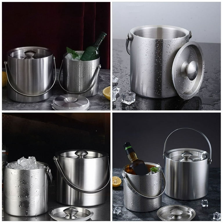Multipurpose Stainless Steel Ice Bucket With Tongs