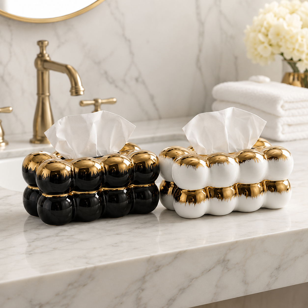 Luxury Bubble Ceramic Tissue Box Holder