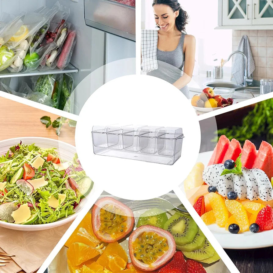 4 Compartments Tray With Removable Lid Container
