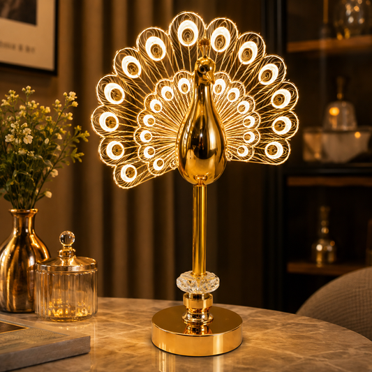 Luxury Crystal Decorative LED Peacock Table Lamp