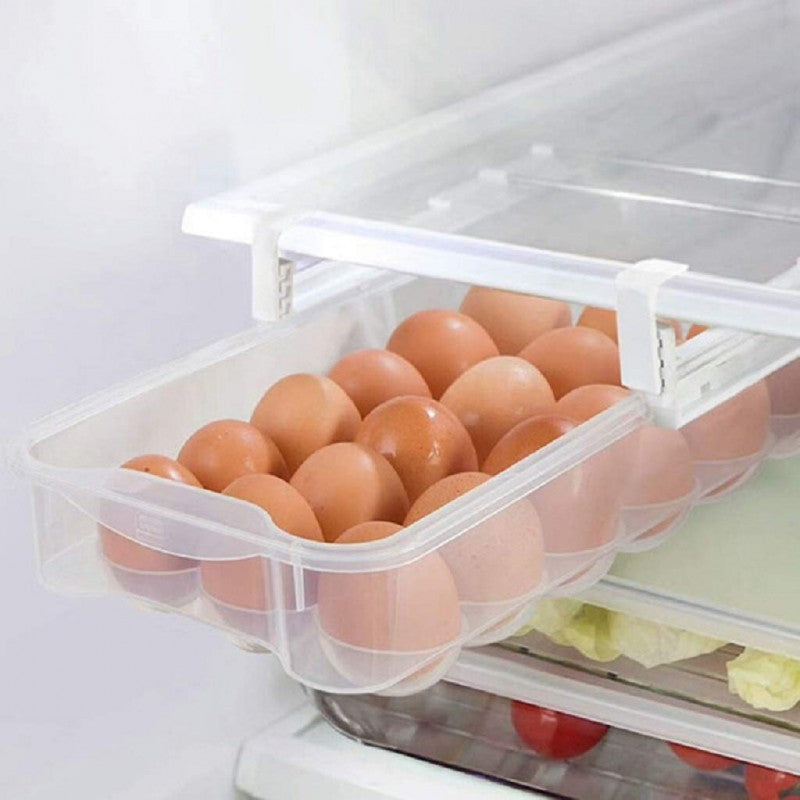 Refrigerator Pull Out Adjustable 18 Slot Egg Drawer Organizer