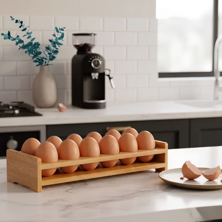 12 Grid Bamboo Wooden Egg Holder Tray