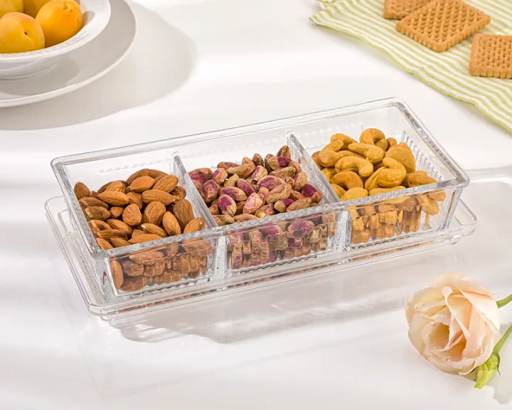 Limon Divido Glass Snack Tray with Lid