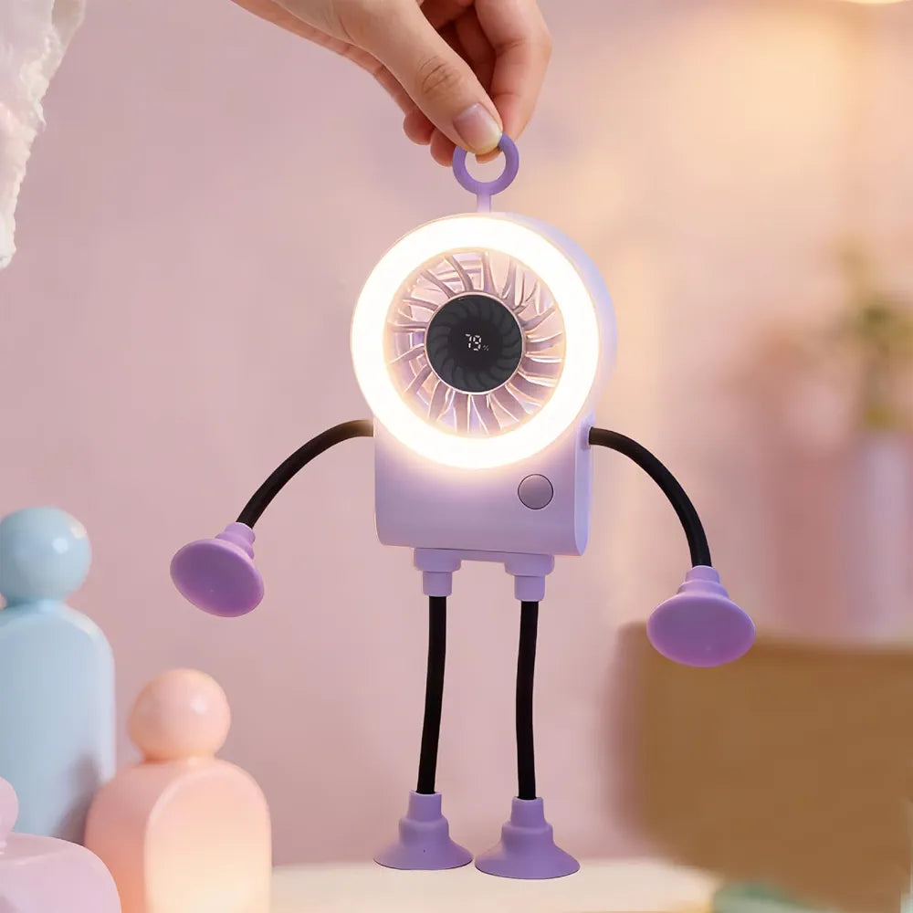 Mini Robotic Shape LED Fan With Adjustable Style