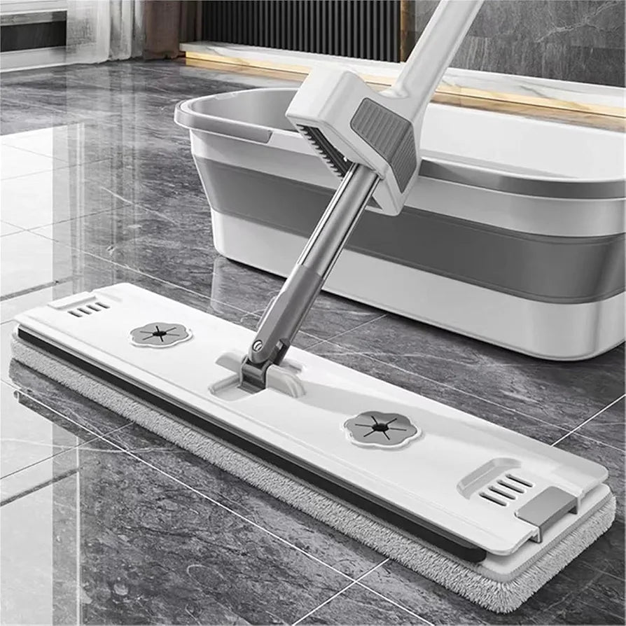 Hands-Free Flat Squeeze Mop and Folding Bucket Set