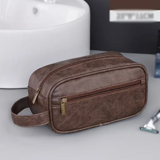 PU Leather Toiletry Bag Waterproof, Hanging Washbag for Travel, Essential Toiletries Organizer.