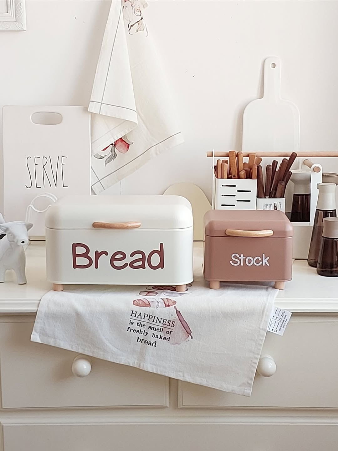 2 Pieces Luxormove Large Bread Bin With Wood Handle