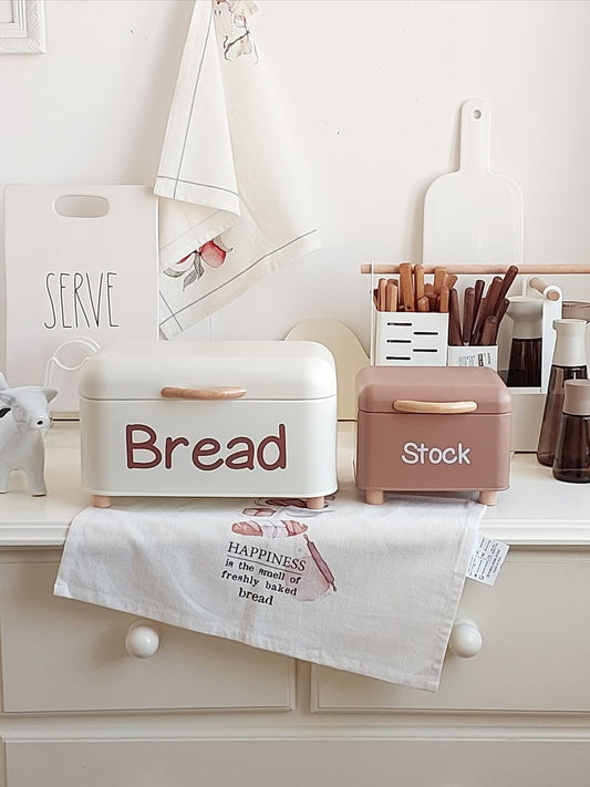 2 Pieces Luxormove Large Bread Bin With Wood Handle