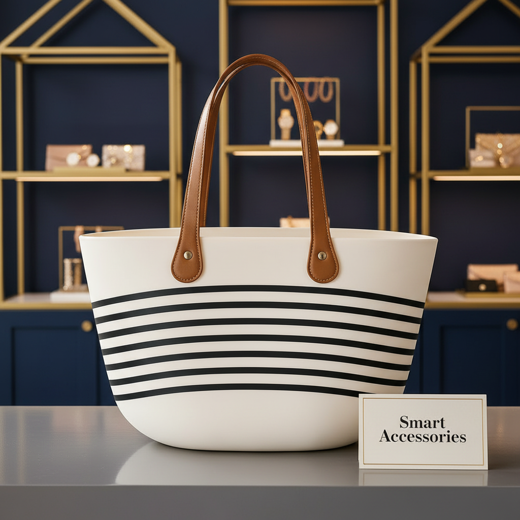 Stripped Bag Storage Basket With Handle