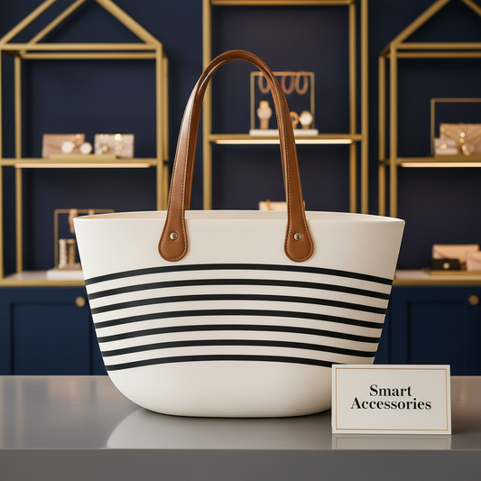 Stripped Bag Storage Basket With Handle