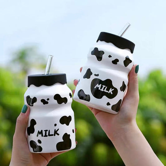 Pattern Design Ceramic Tumbler With Straw (400ml)