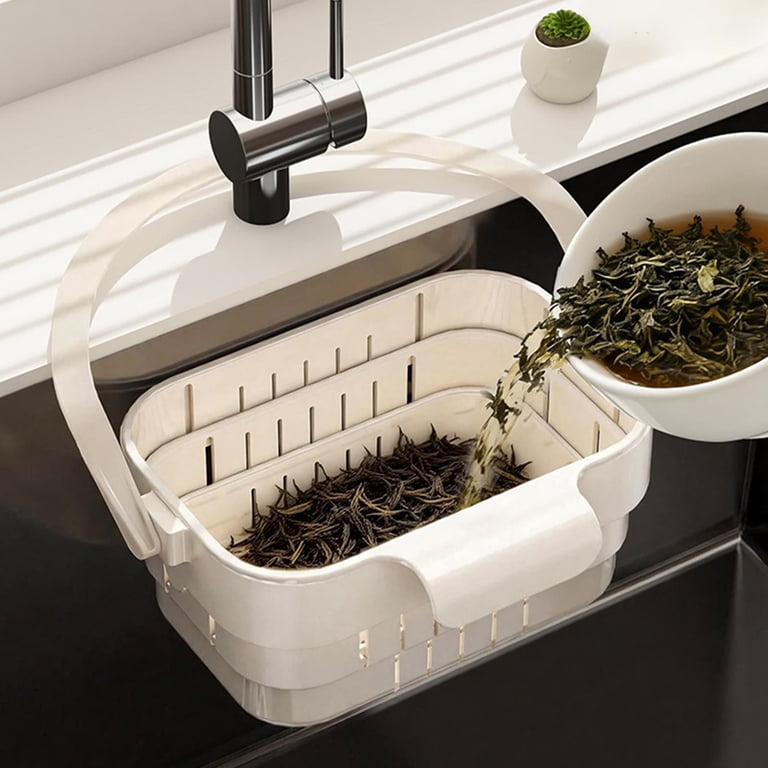 Adjustable Draining Expandable Sink Caddy Organizer with Foldable Handle