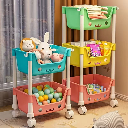 Multipurpose 3-Tier Cute Rolling Storage Trolley