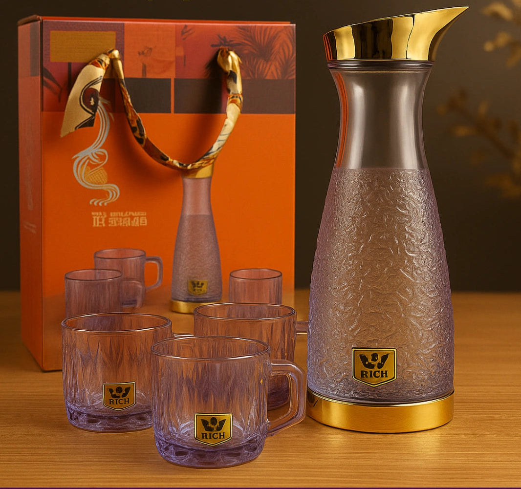 Turkish Luxurious Dining Table Eagle Logo Jug And Glasses Set With Gift Box Packing