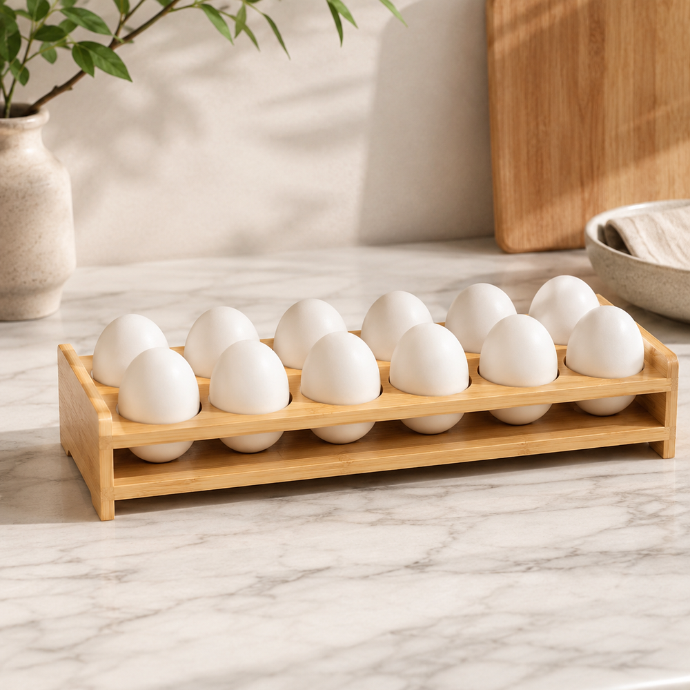 12 Grid Bamboo Wooden Egg Holder Tray