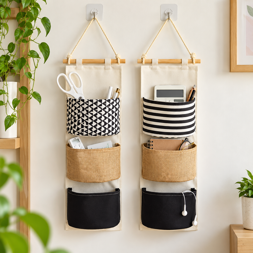 Wall Mounted 3 Pocket Hanging Storage Organizer