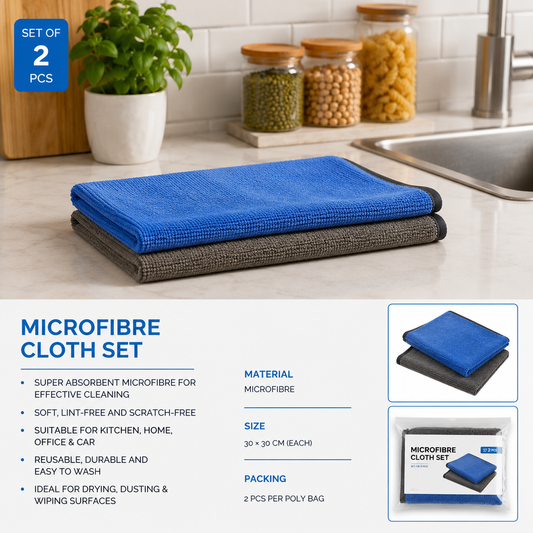 Super Absorbent Microfiber Cleaning Cloths (2-Pcs)