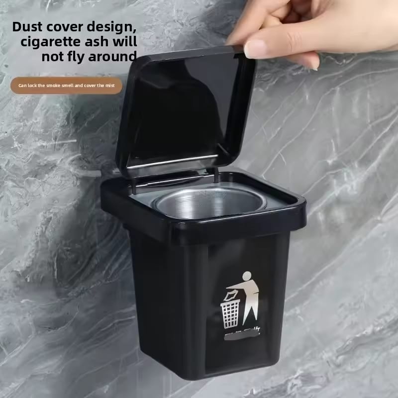 Elegant Wall Mounted Metal Ashtray And Waste Bin