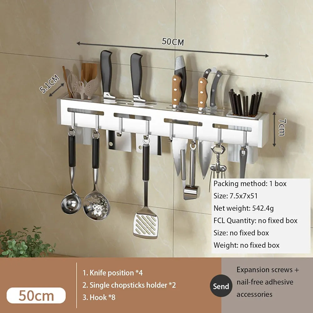 Heavy Quality Stainless Steel Wall Mounted Kitchen Storage Utensils Rack