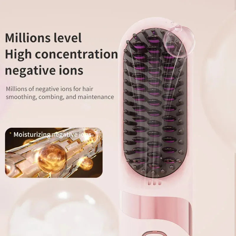 Portable Mini Electric Hair Straightener Brush