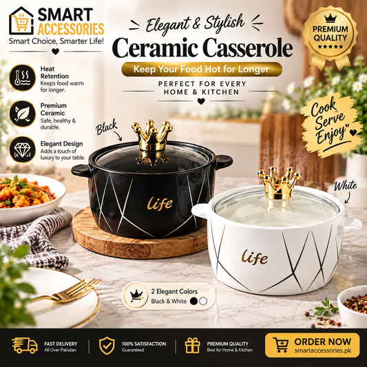 Royal Crown Ceramic Cooking Pot, Luxury Crown Lid Ceramic Pot