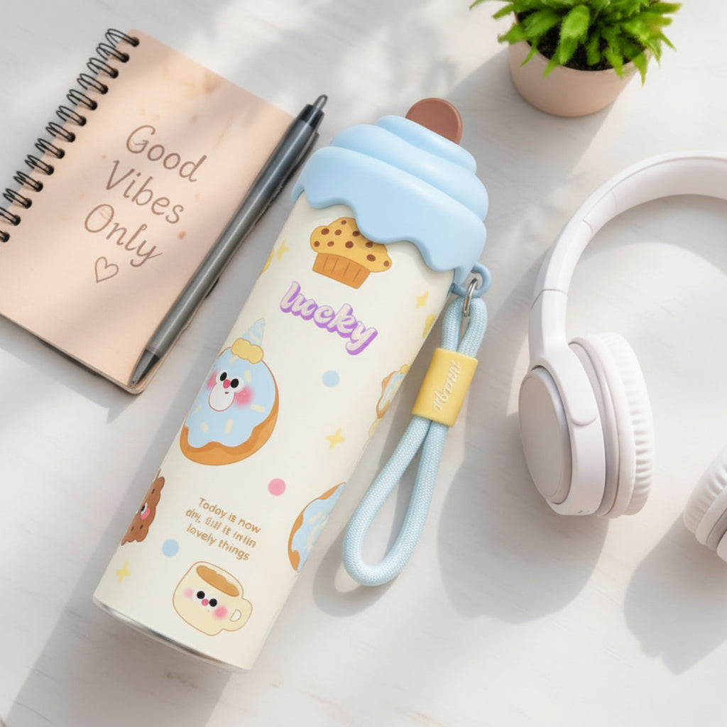 Cute Kids Leakproof Hot & Cold Flask Stainless Steel Water Bottle