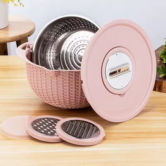 Multifunctional Stainless Steel Stainer & Drain Basket Bowl Set