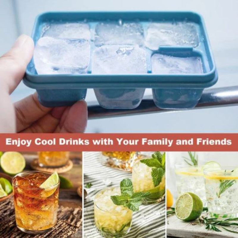 Mini Silicone Ice Cube Tray With Lid (Pack Of 2)