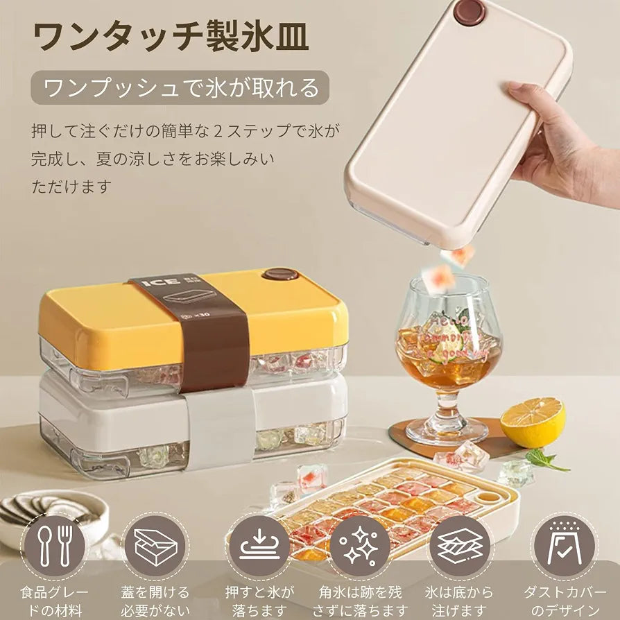 30-Grid Push-Release Ice Cube Tray & Storage Box
