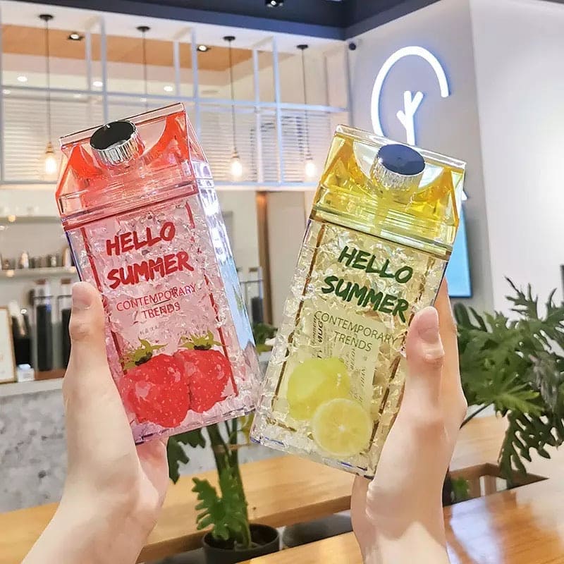 Hello Summer Straw Fashion Ice Fruit Water Bottle
