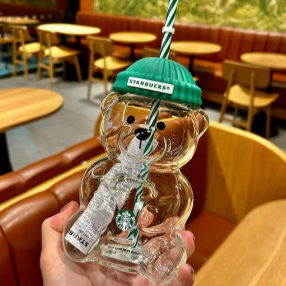 Bear Shaped Starbucks Bearista Cold Cup 20oz glass tumbler