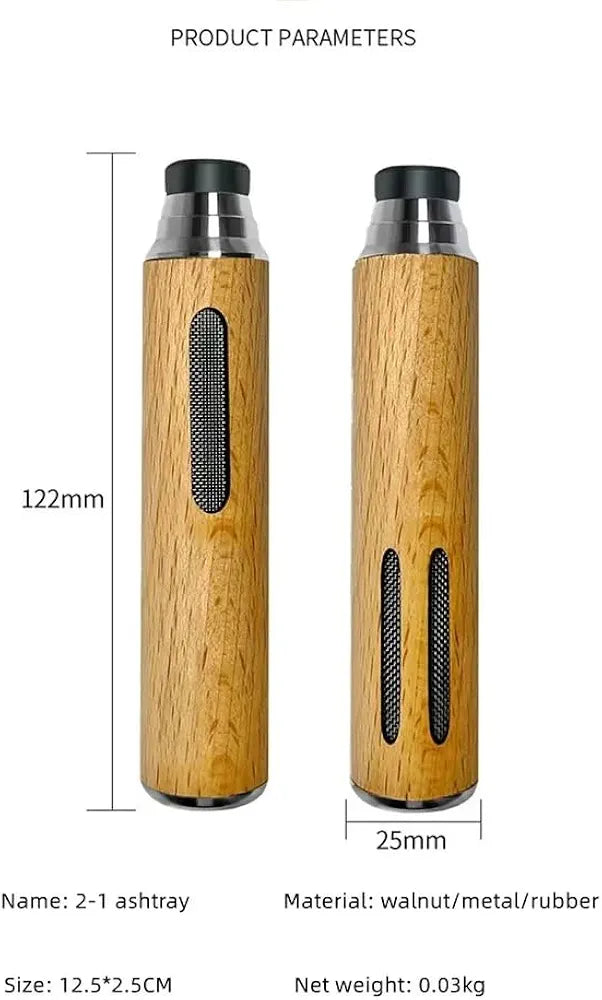 Portable Wooden amAnti-Ash Cigarette Holder & Mini Ashtray